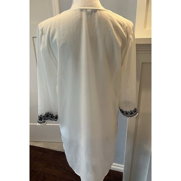 Antonio Melani Sheer Tunic Top/Beach Cover-Up Black Embroidery Size Small READ** - Picture 7 of 9